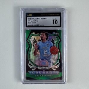 Cole Anthony Green Crusade‎ Prizm Draft Picks RC CSG 10 Gem Mint UNC Basketball
